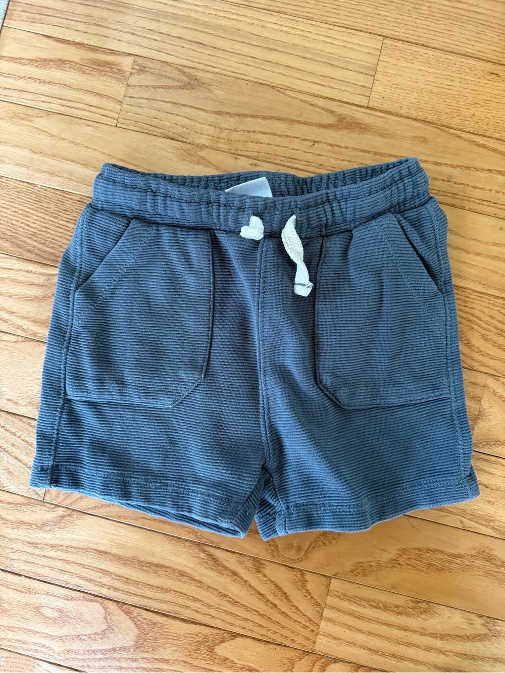 Zara Kids Slate Blue Ribbed Drawstring Shorts